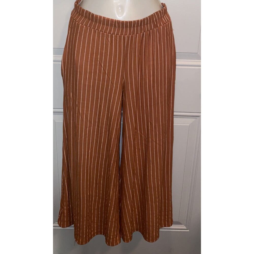 Final Touch Flared Leg Pants Womens Small stripe Pull On Elastic Waist Boho